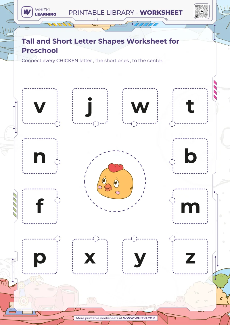 Tall and Short Letter Shapes Worksheet for Preschool
