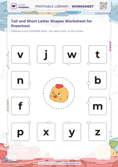 Tall and Short Letter Shapes Worksheet for Preschool