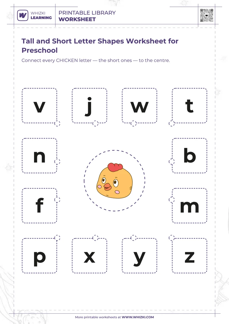 Tall and Short Letter Shapes Worksheet for Preschool