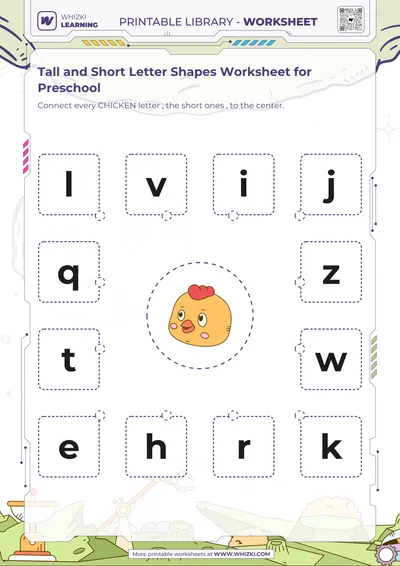 Tall and Short Letter Shapes Worksheet for Preschool