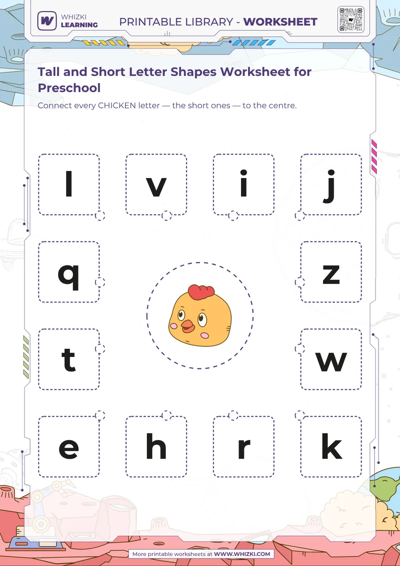 Tall and Short Letter Shapes Worksheet for Preschool
