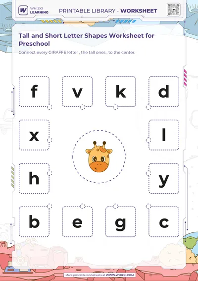 Tall and Short Letter Shapes Worksheet for Preschool