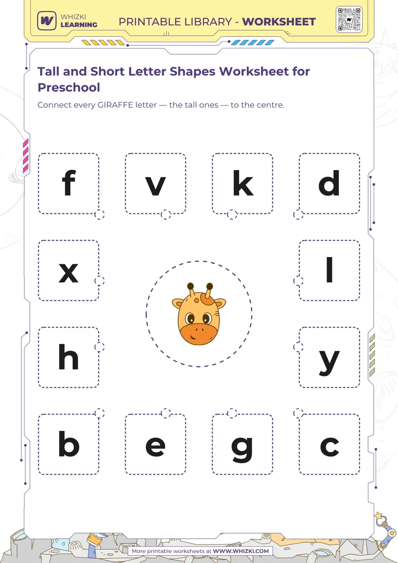 Tall and Short Letter Shapes Worksheet for Preschool