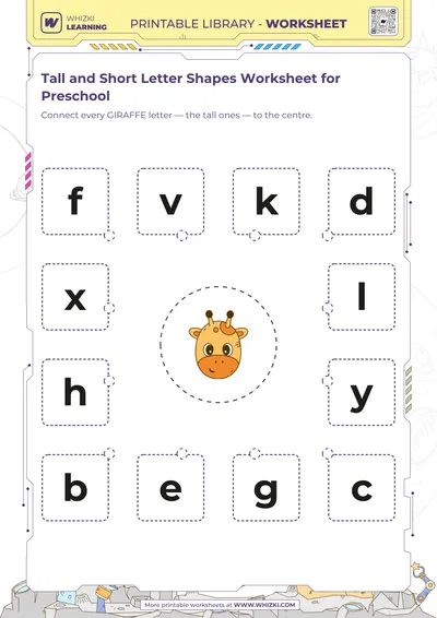 Tall and Short Letter Shapes Worksheet for Preschool