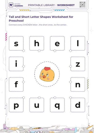 Tall and Short Letter Shapes Worksheet for Preschool