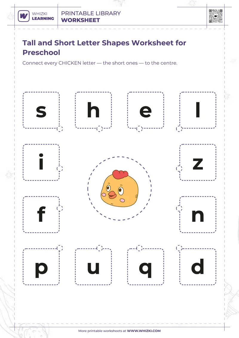 Tall and Short Letter Shapes Worksheet for Preschool