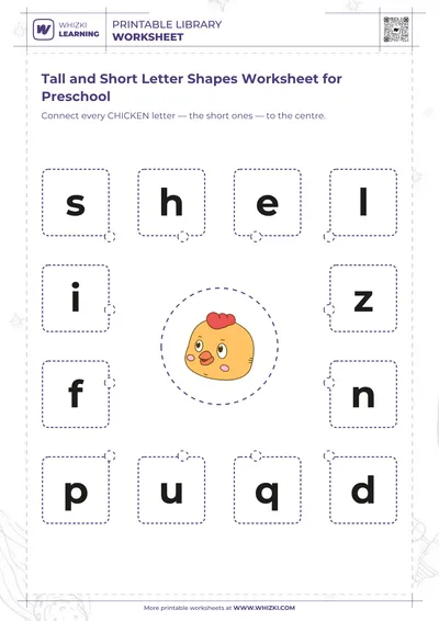 Tall and Short Letter Shapes Worksheet for Preschool