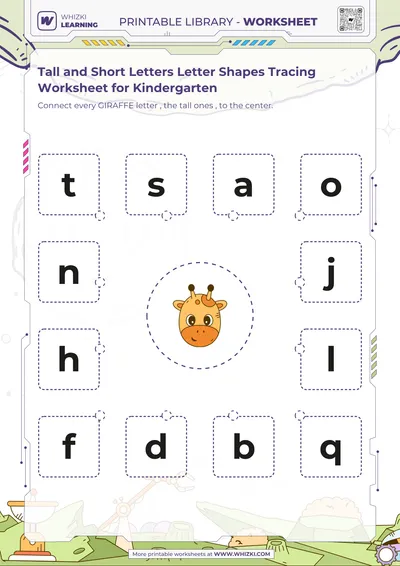 Tall and Short Letters Letter Shapes Tracing Worksheet for Kindergarten