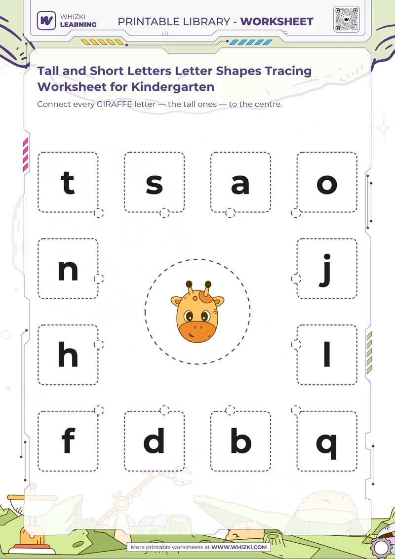 Tall and Short Letters Letter Shapes Tracing Worksheet for Kindergarten