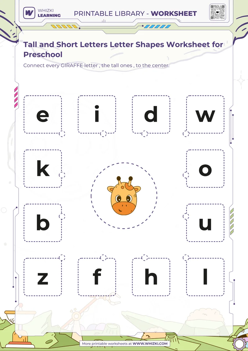 Tall and Short Letters Letter Shapes Worksheet for Preschool