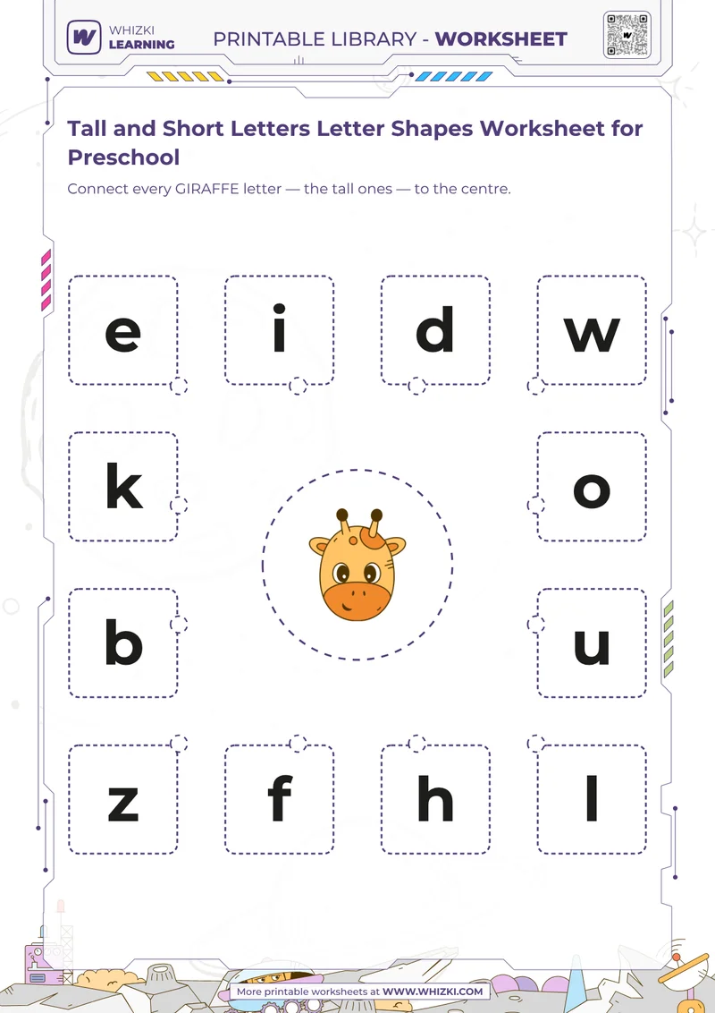 Tall and Short Letters Letter Shapes Worksheet for Preschool