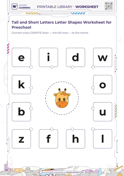 Tall and Short Letters Letter Shapes Worksheet for Preschool