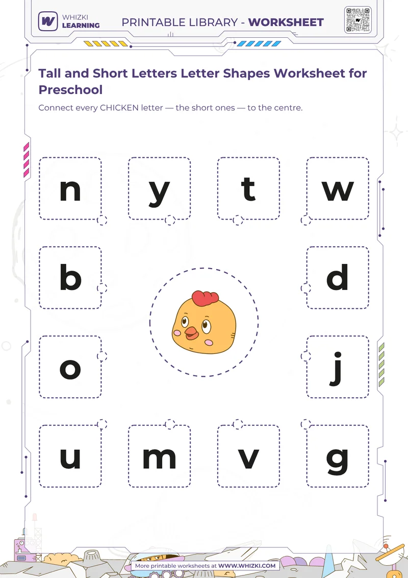 Tall and Short Letters Letter Shapes Worksheet for Preschool