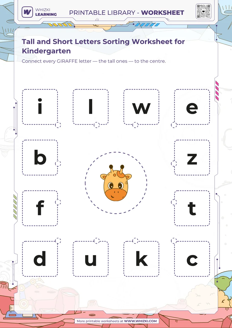 Tall and Short Letters Sorting Worksheet for Kindergarten