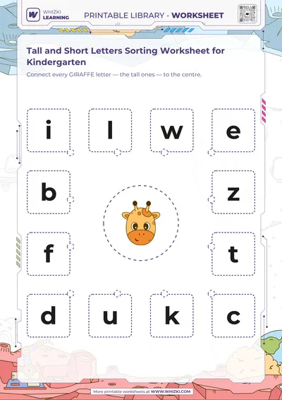 Tall and Short Letters Sorting Worksheet for Kindergarten