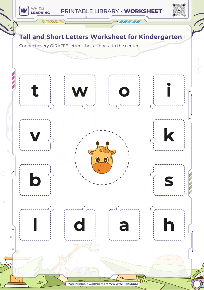 Tall and Short Letters Worksheet for Kindergarten