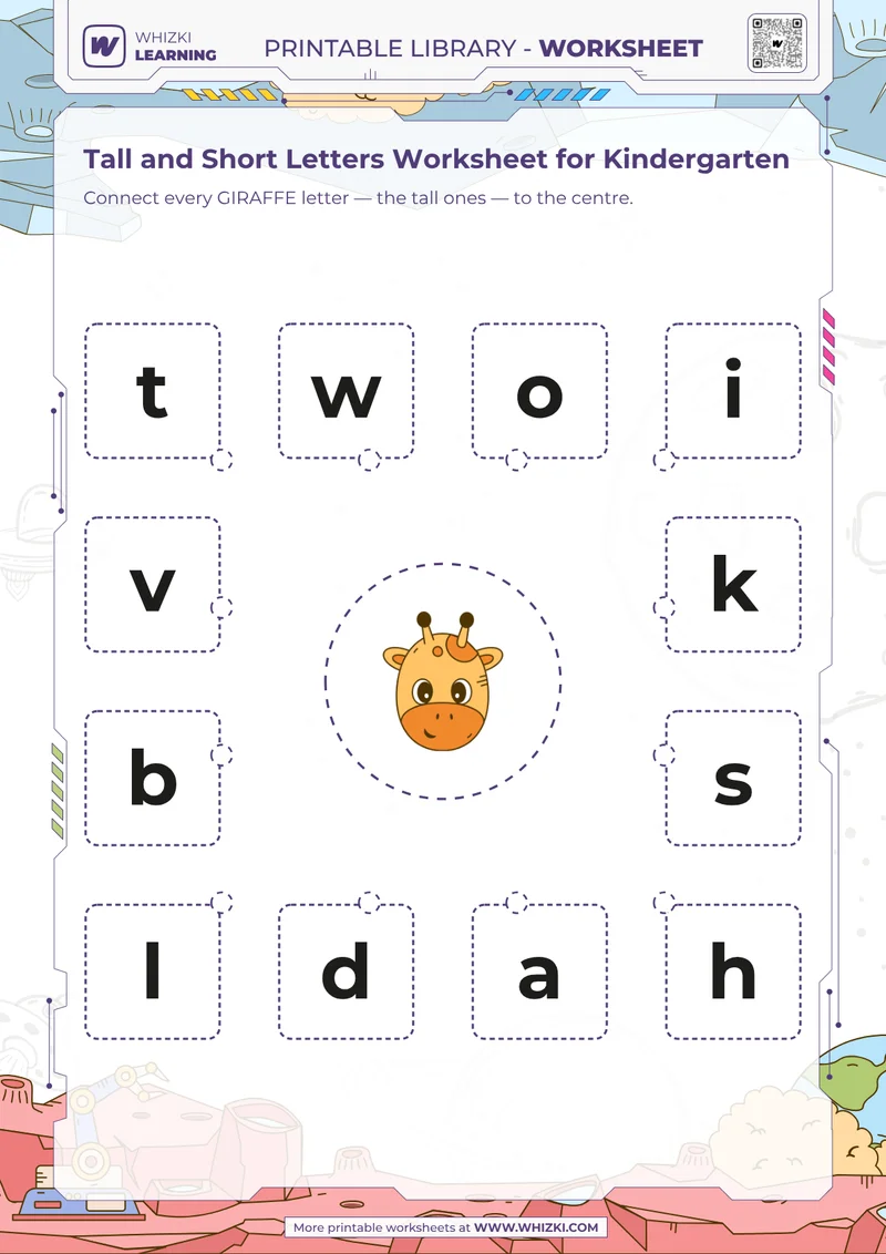 Tall and Short Letters Worksheet for Kindergarten
