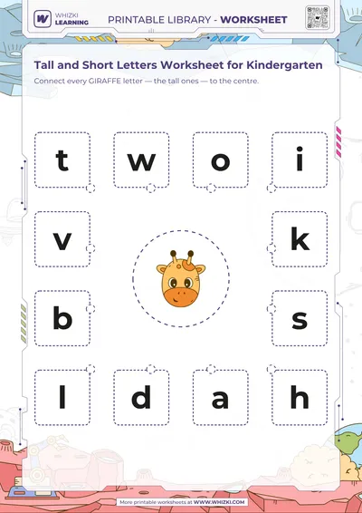 Tall and Short Letters Worksheet for Kindergarten