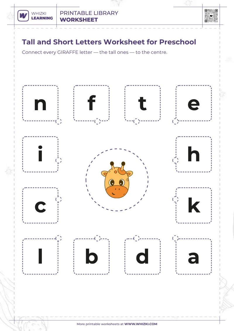 Tall and Short Letters Worksheet for Preschool