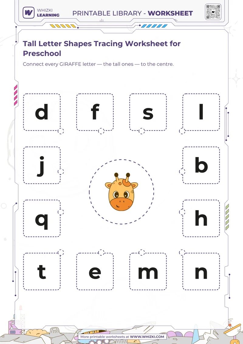 Tall Letter Shapes Tracing Worksheet for Preschool