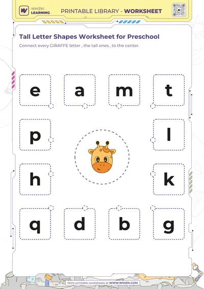 Tall Letter Shapes Worksheet for Preschool