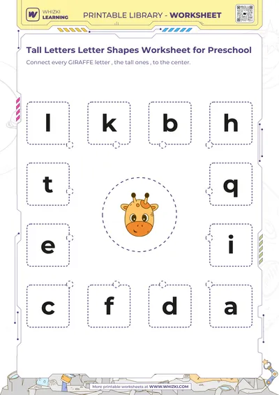 Tall Letters Letter Shapes Worksheet for Preschool