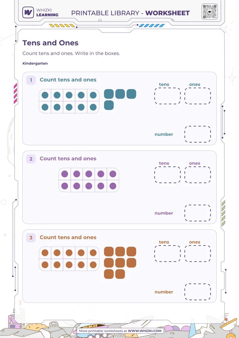 Tens and Ones Kindergarten Worksheet