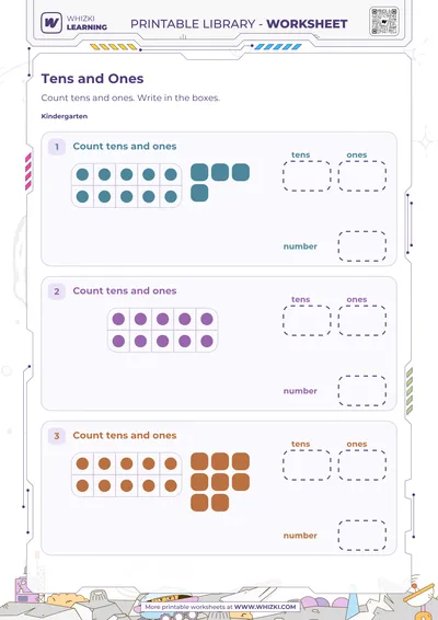 Tens and Ones Kindergarten Worksheet
