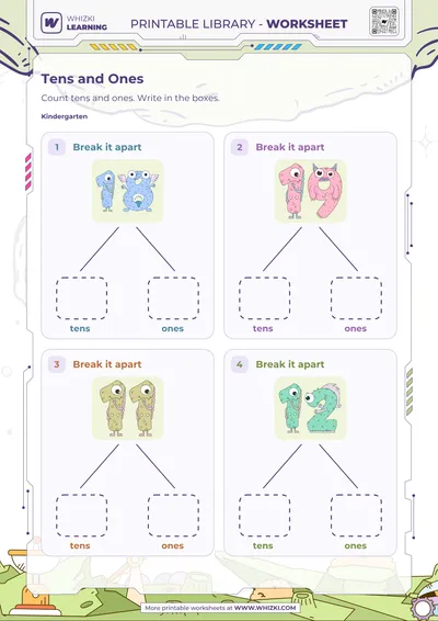 Tens and Ones Number Cards Worksheet