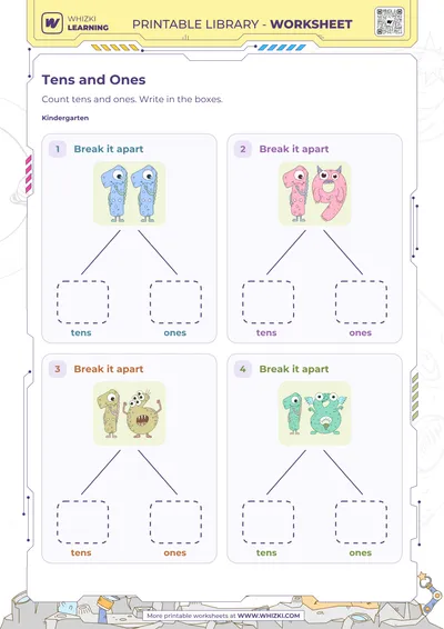 Tens and Ones Number Cards Worksheet