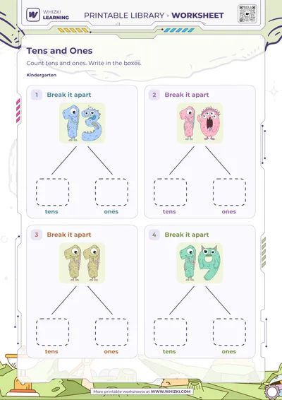 Tens and Ones Number Cards Worksheet