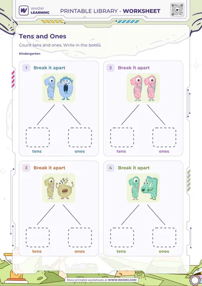 Tens and Ones Number Cards Worksheet