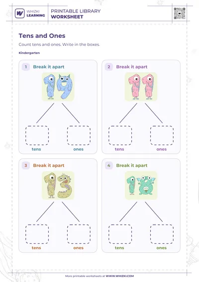 Tens and Ones Number Cards Worksheet