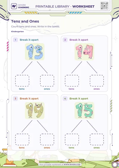 Tens and Ones Number Cards Worksheet