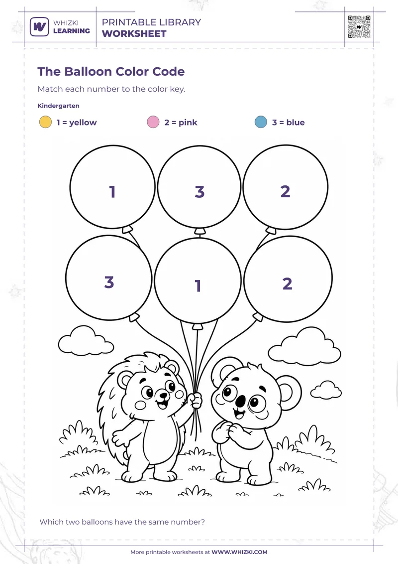 The Balloon Color Code Color by Code Worksheet