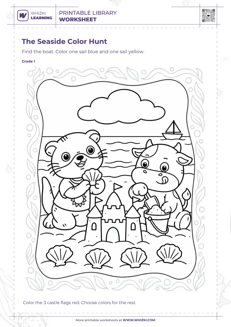 The Seaside Color Hunt Find and Color Worksheet