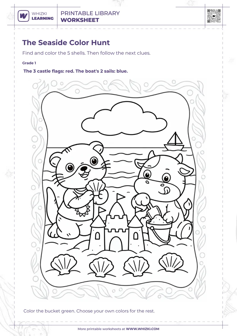 The Seaside Color Hunt Find and Color Worksheet