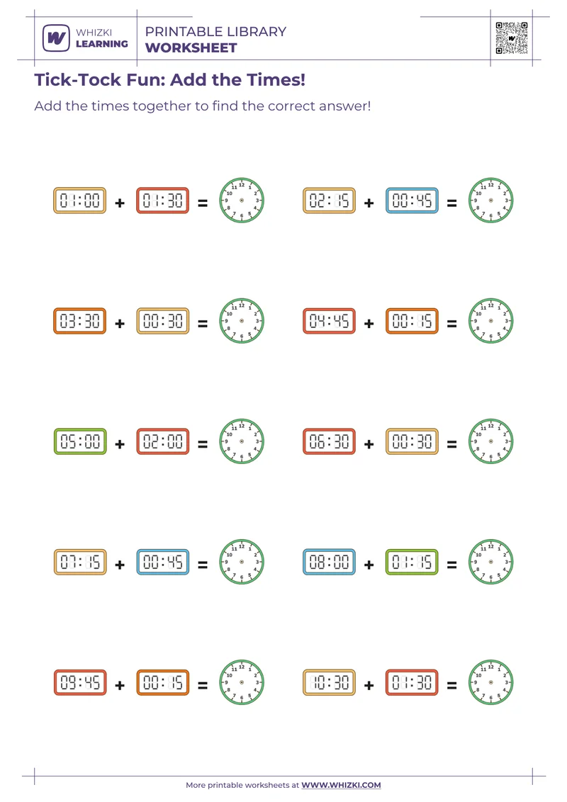 Tick-Tock Fun: Add the Times!