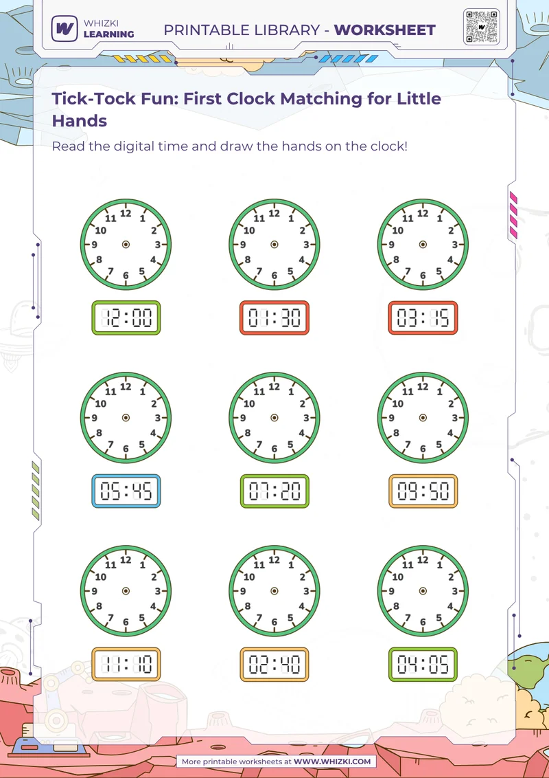 Tick-Tock Fun: First Clock Matching for Little Hands