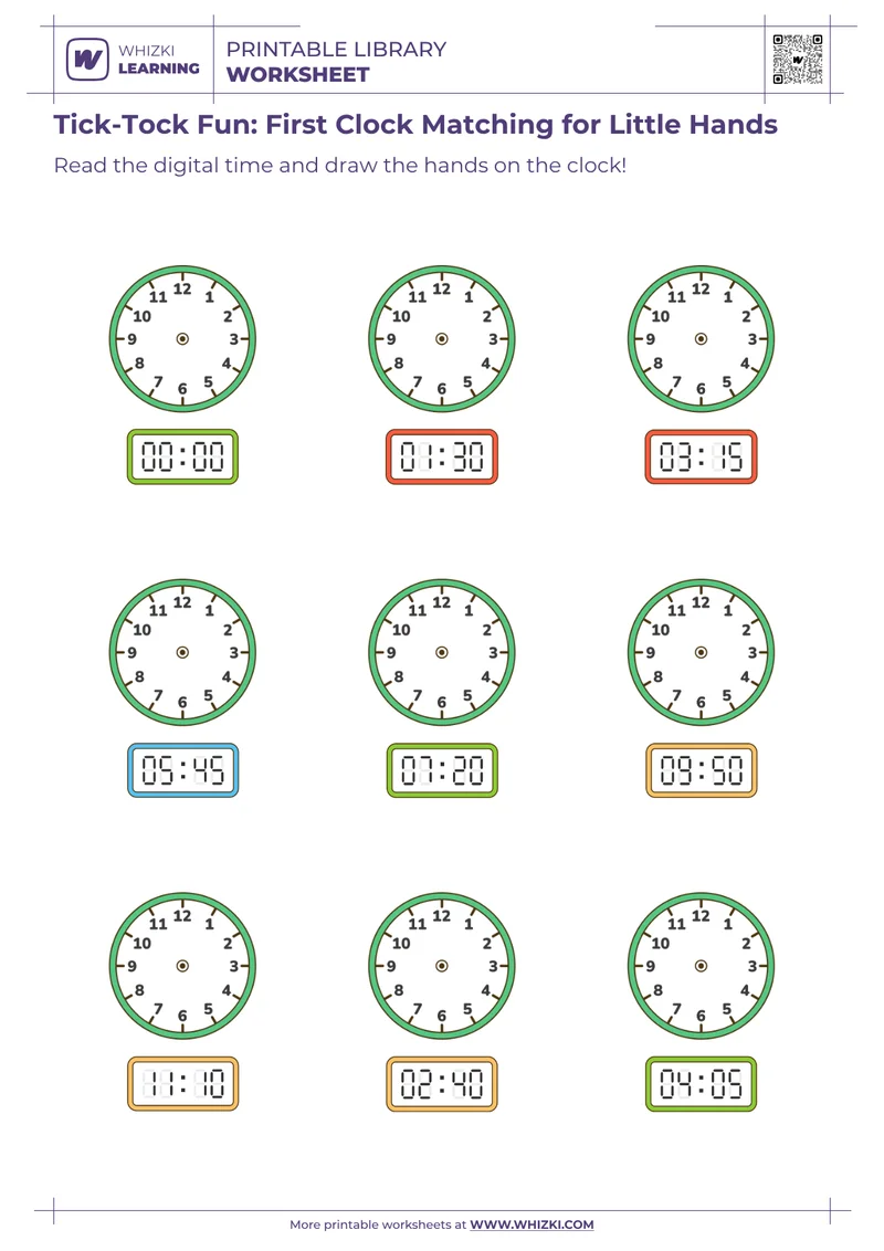 Tick-Tock Fun: First Clock Matching for Little Hands