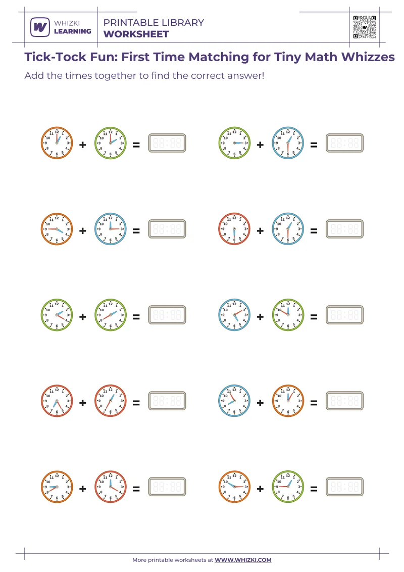 Tick-Tock Fun: First Time Matching for Tiny Math Whizzes