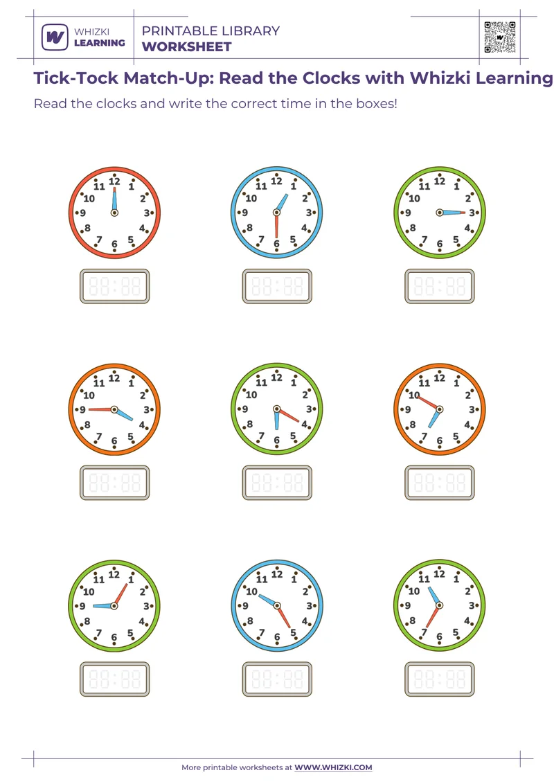Tick-Tock Match-Up: Read the Clocks with Whizki Learning!