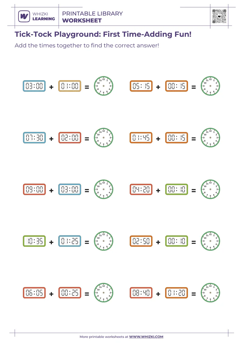 Tick-Tock Playground: First Time-Adding Fun!