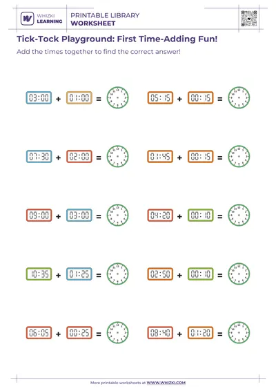 Tick-Tock Playground: First Time-Adding Fun!