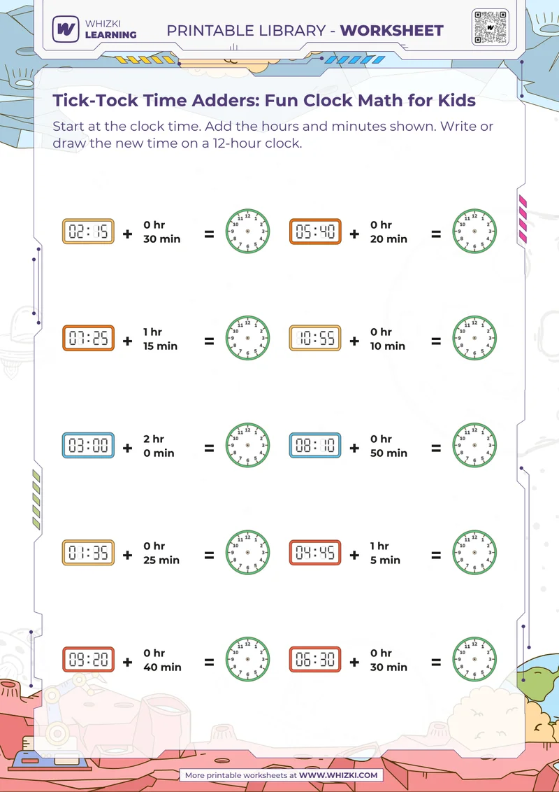 Tick-Tock Time Adders: Fun Clock Math for Kids
