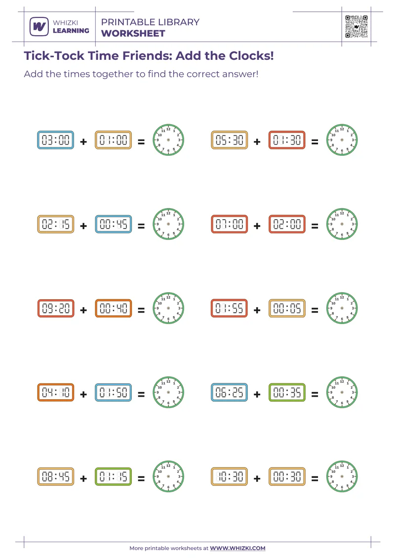 Tick-Tock Time Friends: Add the Clocks!