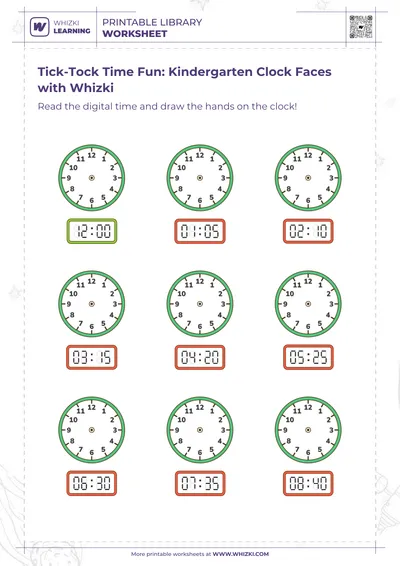 Tick-Tock Time Fun: Kindergarten Clock Faces with Whizki