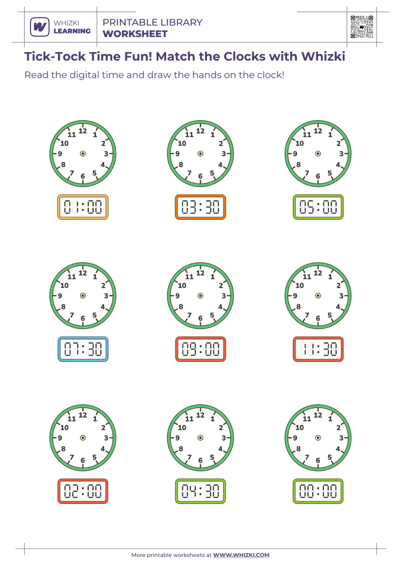 Tick-Tock Time Fun! Match the Clocks with Whizki