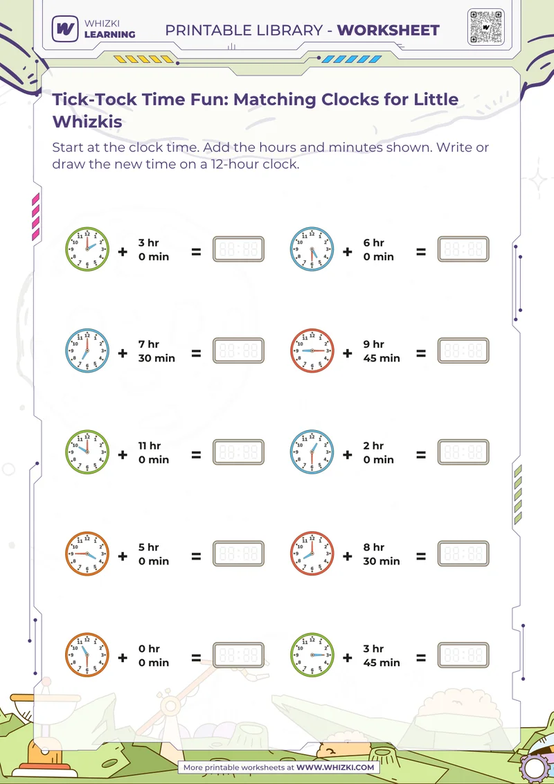 Tick-Tock Time Fun: Matching Clocks for Little Whizkis