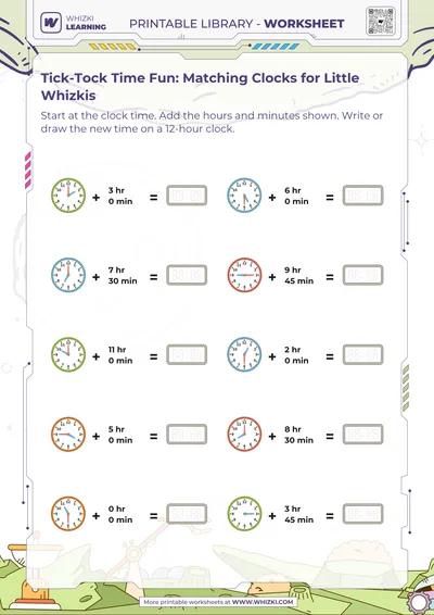 Tick-Tock Time Fun: Matching Clocks for Little Whizkis